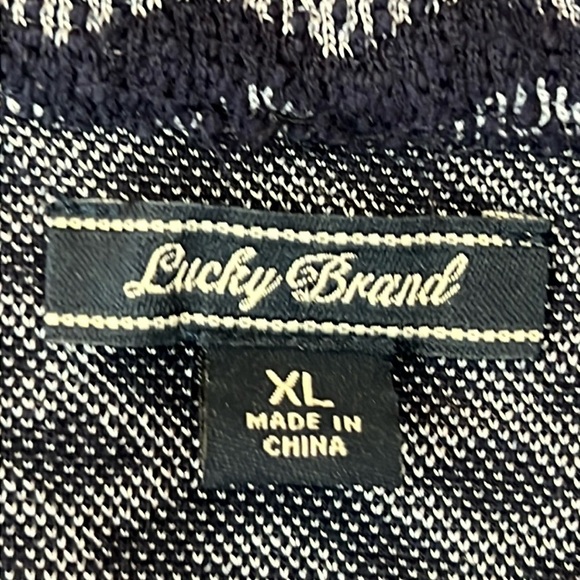 Lucky Brand Cardigan Sweater Size XL Navy Blue Knit Snap Front Long Sleeve EUC - Picture 2 of 12